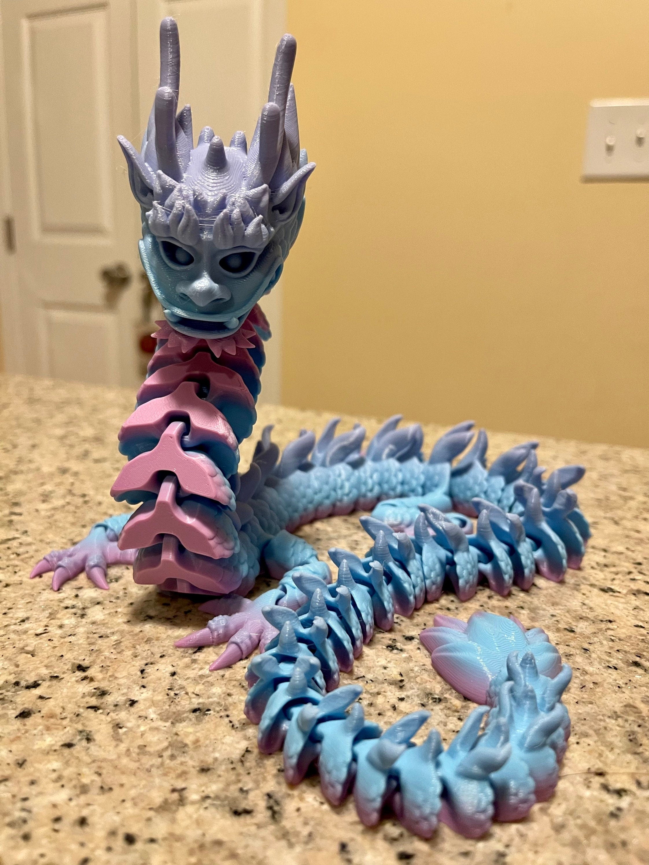 Flexi Articulated 3D Printed Dragon (Cotton Candy color) – eQuality3D